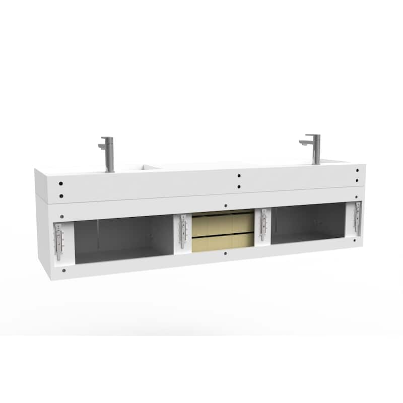 Amazon 72" Wall Mounted Bathroom Vanity Set w/ White Top