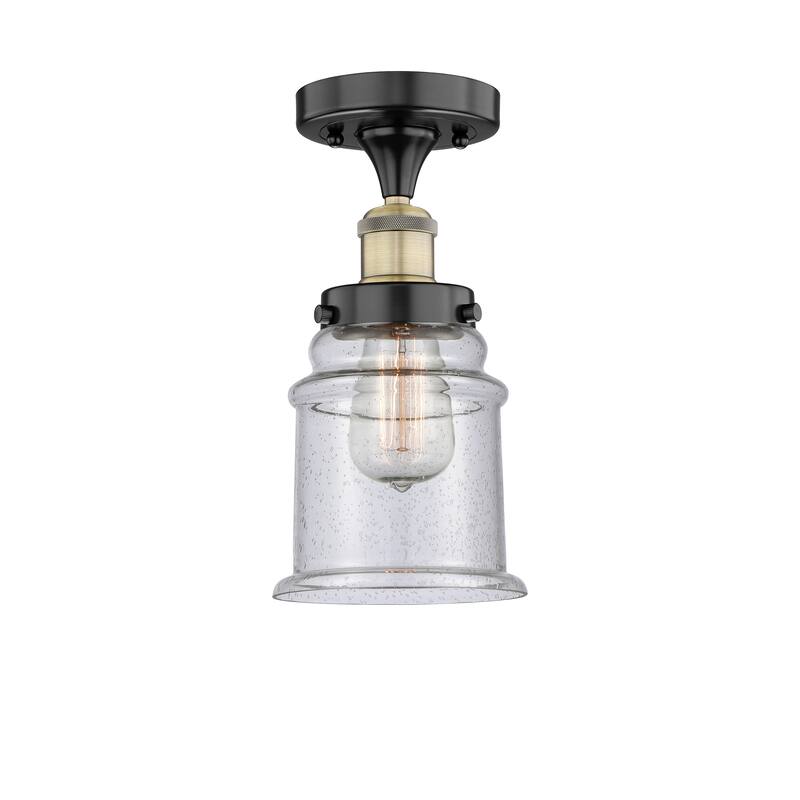 Innovations Lighting Edison Canton - 1 Light 6" Semi-Flush Mount - Black Antique Brass/Seedy