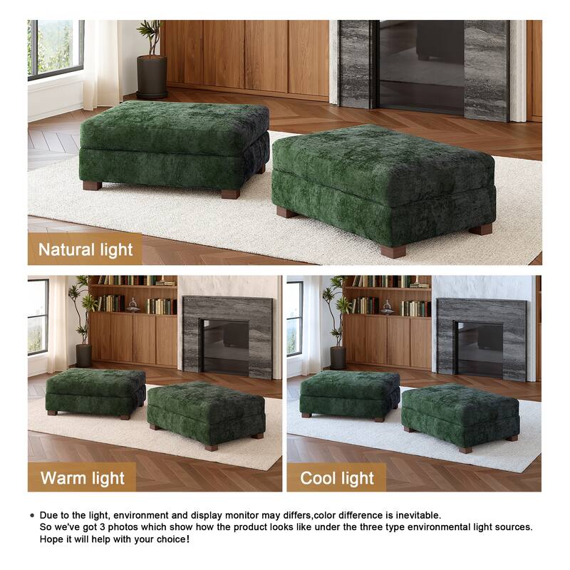 Oversized Chenille Modular Ottoman With Cushioned Top