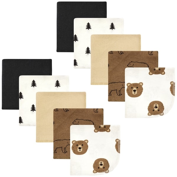 slide 1 of 1, Hudson Baby Flannel Cotton Washcloths, Brown Bear 10 Pack, One Size - Brown Bear 10 Pack - One Size One Size - Brown Bear 10 Pack