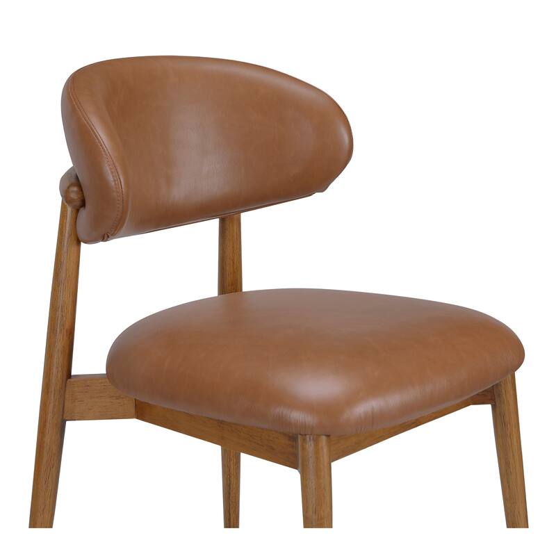 NADAAL STUDIOS Aldric Dining Chair, Winged Backrest, Top-Grain Leather Upholstery, Brown