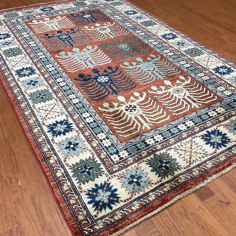 HERAT ORIENTAL Handmade Kazak Wool Rug - 5'1" x 8'