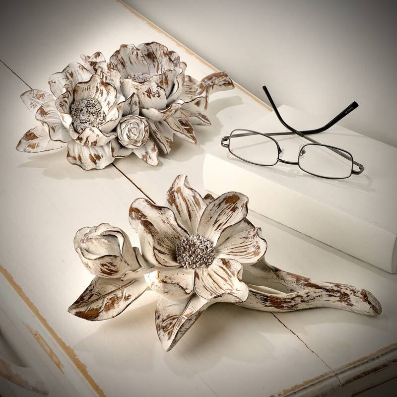 Resin Magnolia Table Decor 10.25" Set of 2