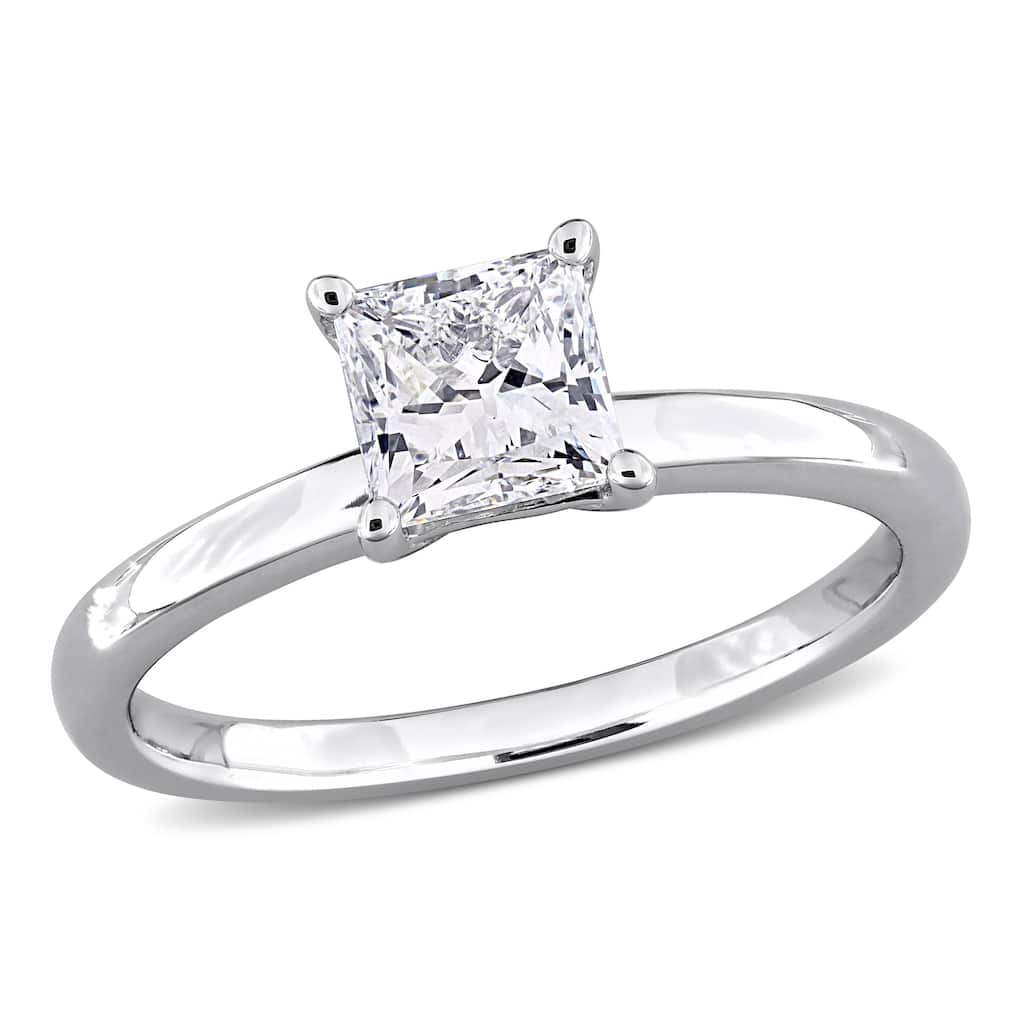 Miadora 1ct Princess-Cut Lab-Grown Diamond Solitaire Engagement Ring in 10k White Gold