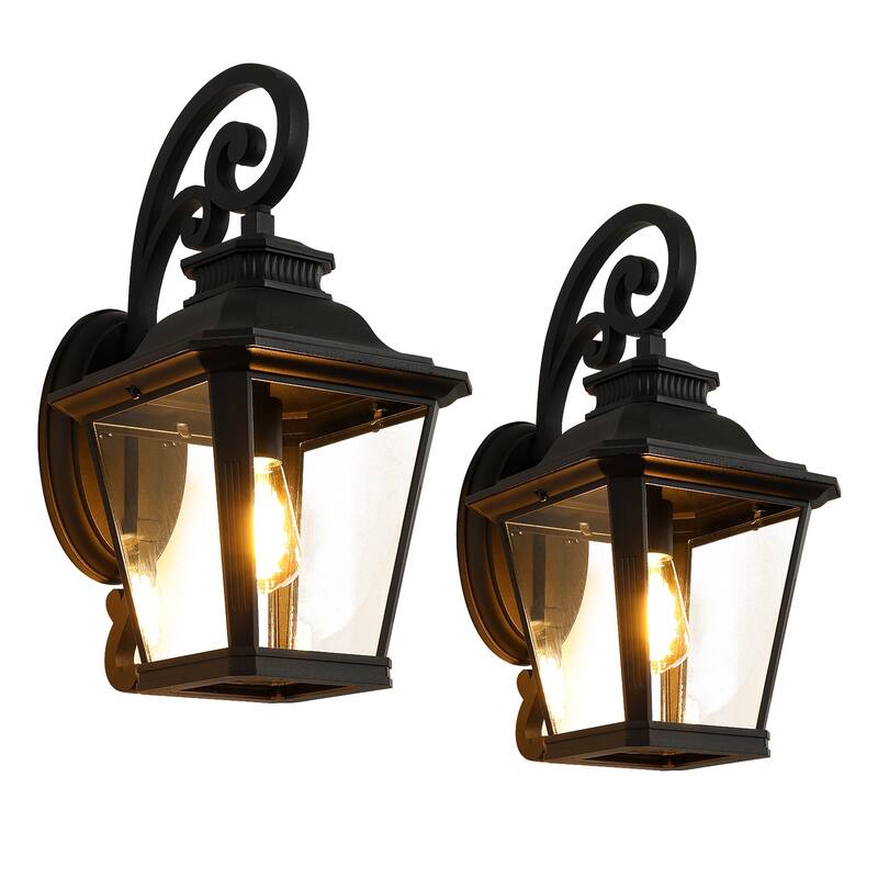 Outdoor Black Wall Lantern Sconce Light - 1-Light