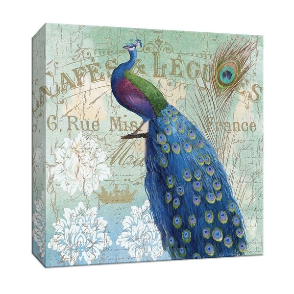 PTM Images 9-146845 PTM Canvas Collection 12" x 12" - "Le Plume II" Giclee Peacocks Art Print on Canvas