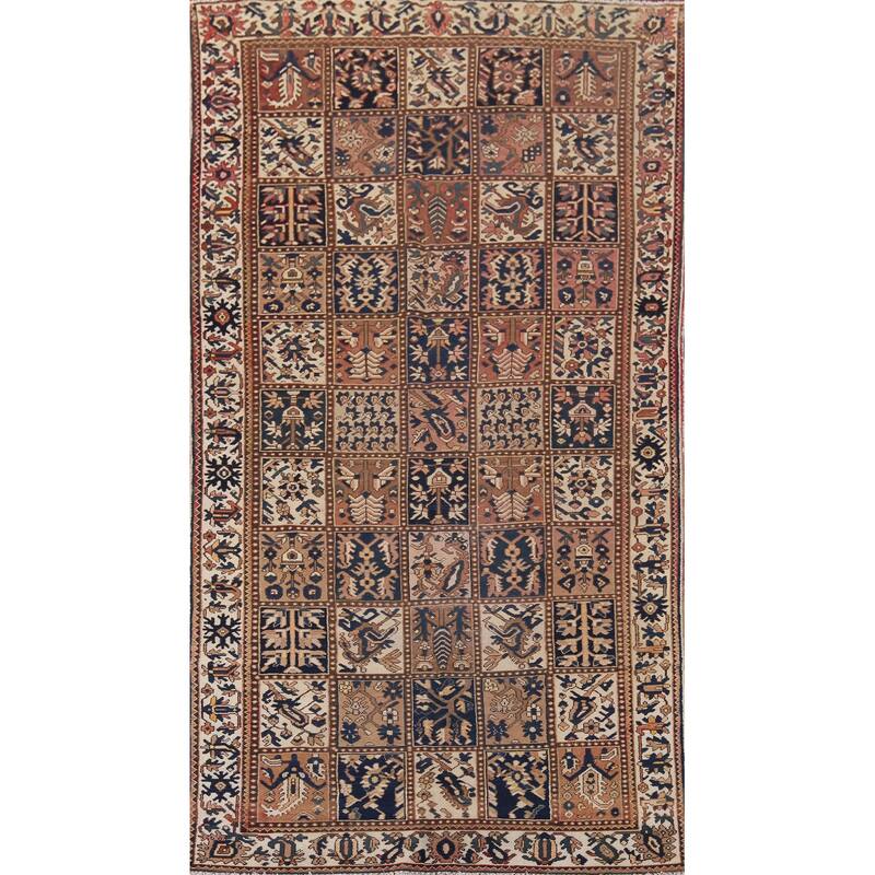 Garden Design Bakhtiari Persian Vintage Rug Hand-Knotted Wool Carpet - 5'3" x 9'9"