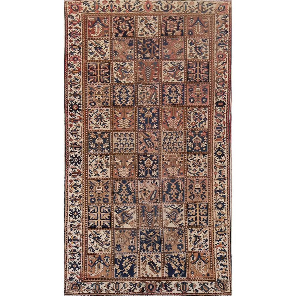 Garden Design Bakhtiari Persian Vintage Rug Hand-Knotted Wool Carpet - 5'3" x 9'9"