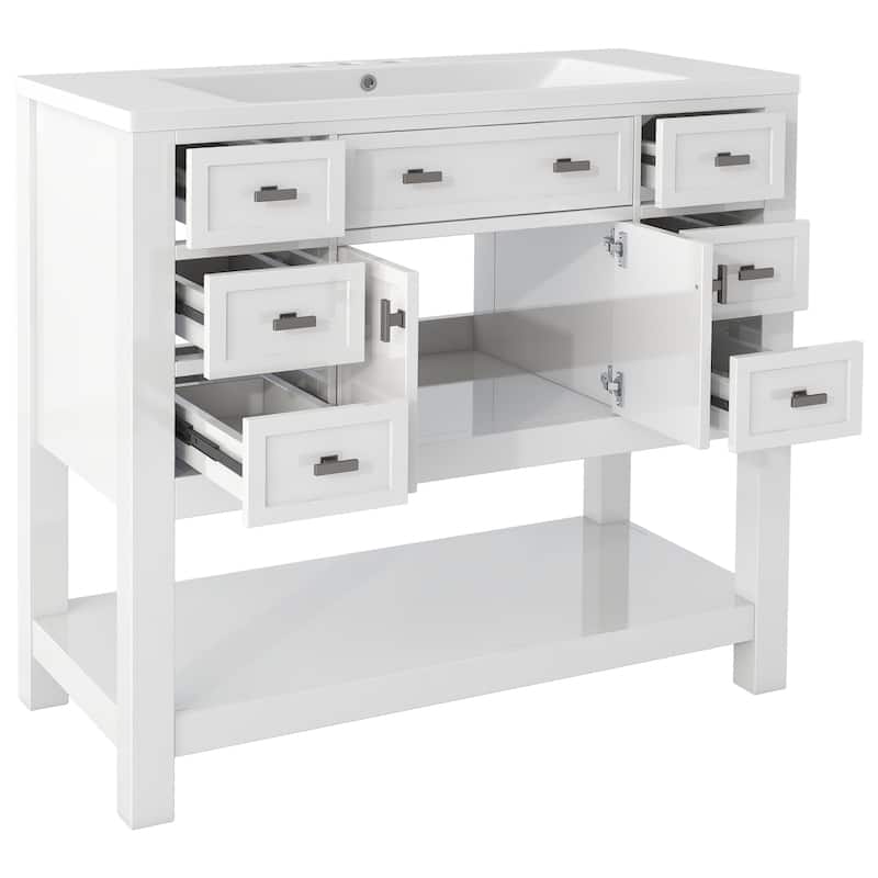 36'' Freestanding Bathroom Vanity Set with Integrated Ceramic Sink and Drawers - 36'' X 34''