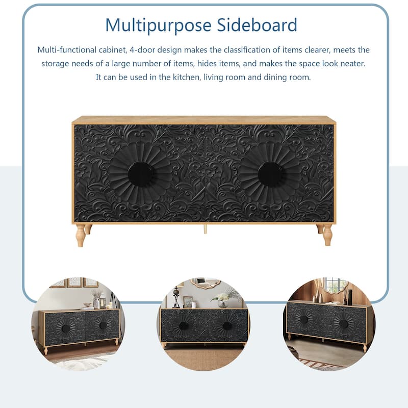 62.99''W Modern Sideboard Storage Cabinet with 4-Door