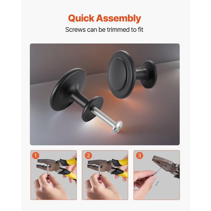 Black Mushroom Cabinet Knobs 30 Pack Zinc Alloy Single Hole Drawer Pulls with Screws for Kitchen Bathroom Wardrobe Furniture