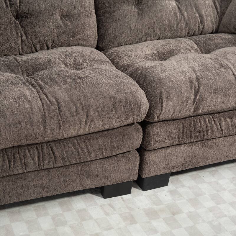 Modern Chenille 2 Seat Sectional Sofa with Memory Foam Cushions and Pillows for Living Room and Guest Room