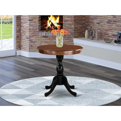Round Dining Table 30 Inch - Small Space Kitchen Table Mahogany & Black Pedestal