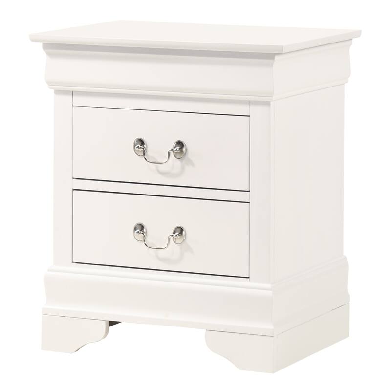 White Nightstand with Two Drawers, 24x21x16 Compact Bedside Storage Table with Fresh Finish and Timeless Design