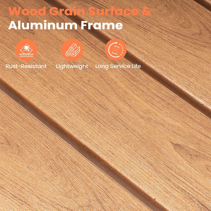 11PC Outdoor Patio Dining Set Aluminum Umbrella Hole Table with Stackable Chairs