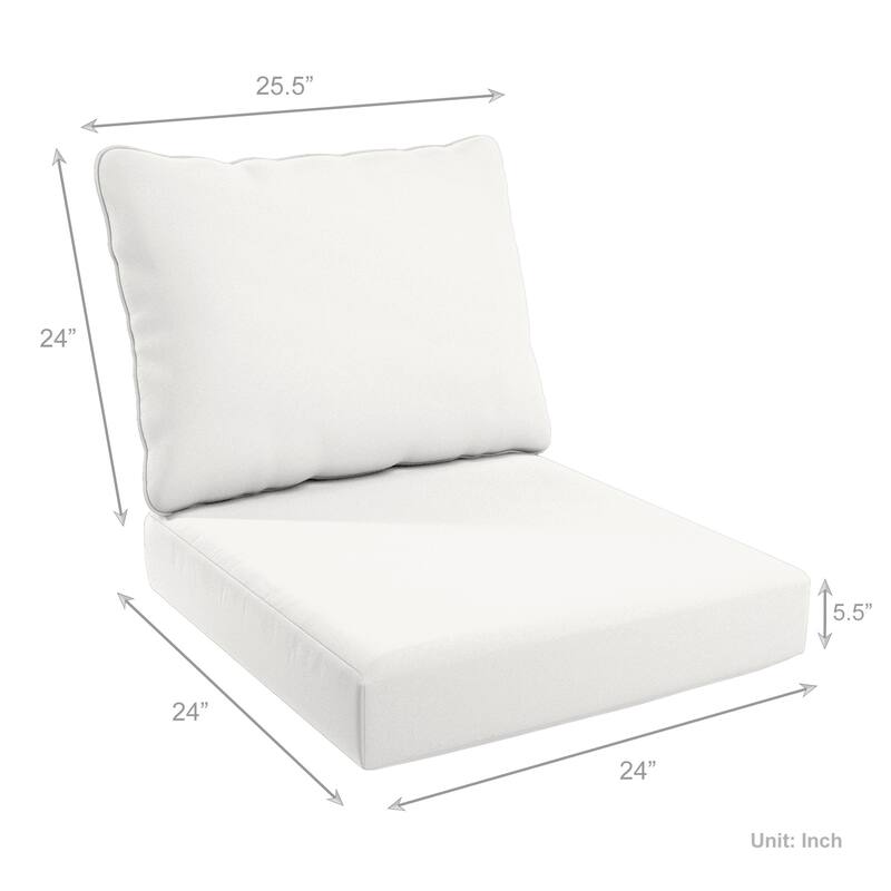 California Umbrella Outdoor Deep Seat Cushion Set, 24" x 48", Sunbrella Fabric, Densified Fiber Fill