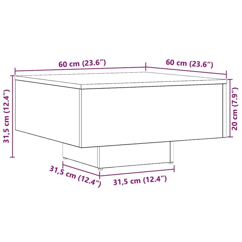 vidaXL Coffee Table Artisan Oak Engineered Wood Regular Coffee Table - 23.6 x 23.6 x 12.4