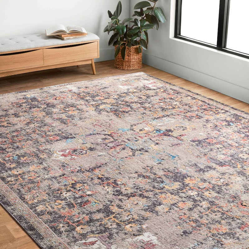 Alexander Home Athens Boho Fiesta Distressed Area Rug - 12' x 15' - Charcoal/Fiesta - Rectangle