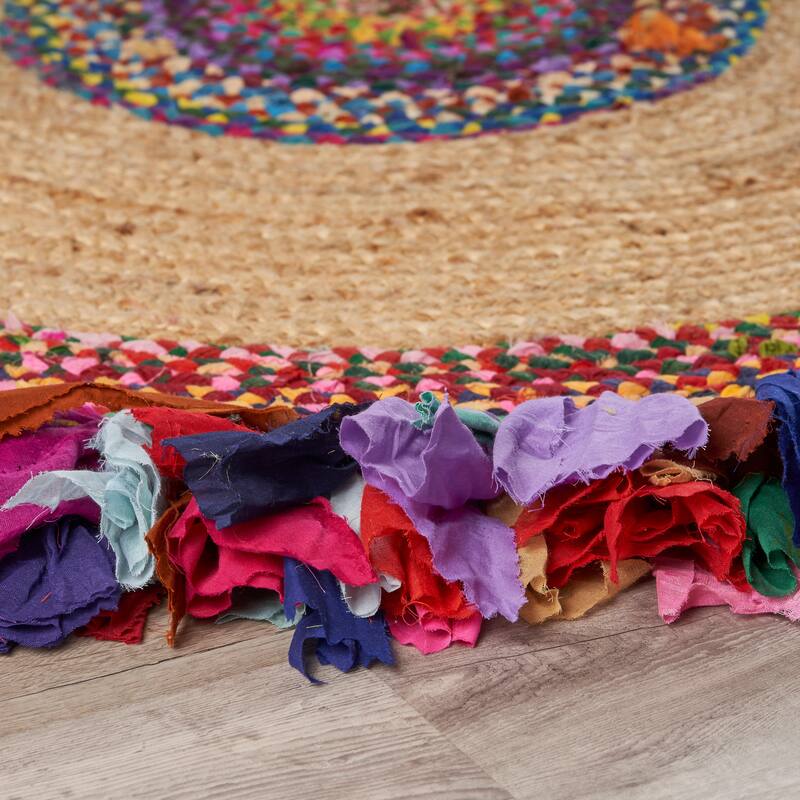 Sevita Hand-woven Jute/ Cotton Multi-colored Area Rug