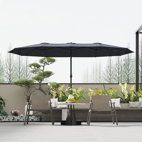 extended patio umbrella Extra Large Double-Sided Patio Umbrella 15x9 FT with Base, Twin Outdoor  Market Umbrella with Auto Tilt and Sandbags - On Sale - Bed Bath & Beyond