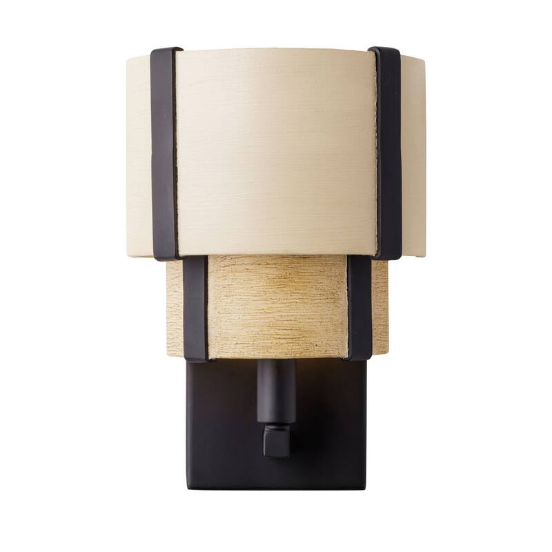 Varaluz Blonde Moment 1-Light Wall Sconce - Matte Black/Honey/Medium Oak - Matte Black w/ Honey and Medium Oak