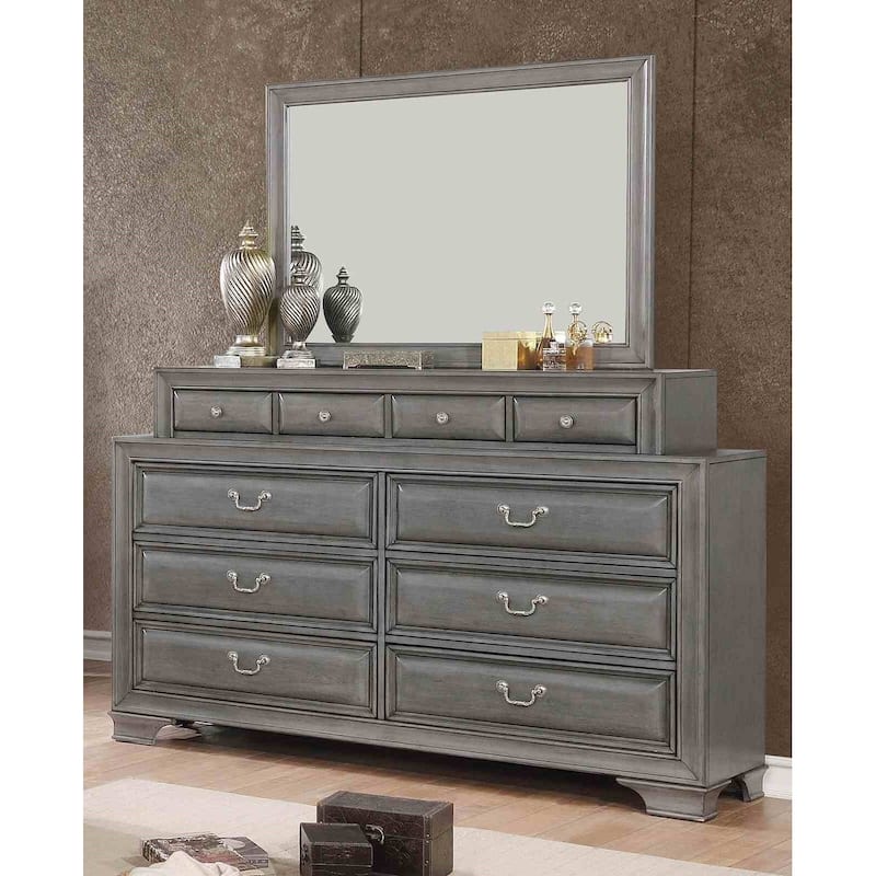 Gray Finish Transitional Bedroom Furniture Set with Storage Bed USB Ports Nightstand
