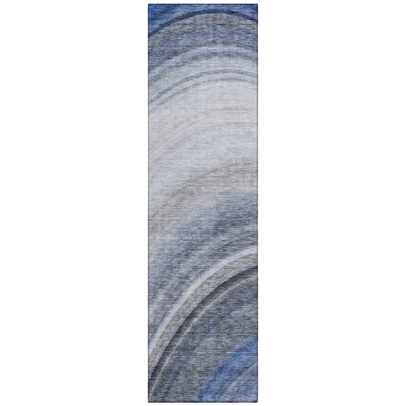 Machine Washable Indoor/ Outdoor Chantille Abstract Wave Rug