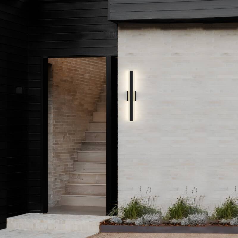Outdoor Linear Integrated LED Wall Sconce Light Fixture with Bracket
