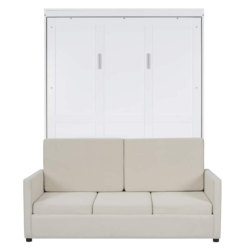 Full Size Multifunctional Design Murphy Bed with Cushion and Storage Space for Bedroom