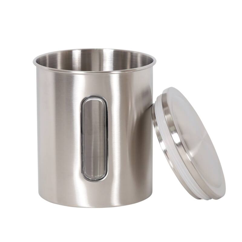 Creative Home Set of 3 Pieces Stainless Steel Canister, Kitchen Storage Jar with Clear See Through Window