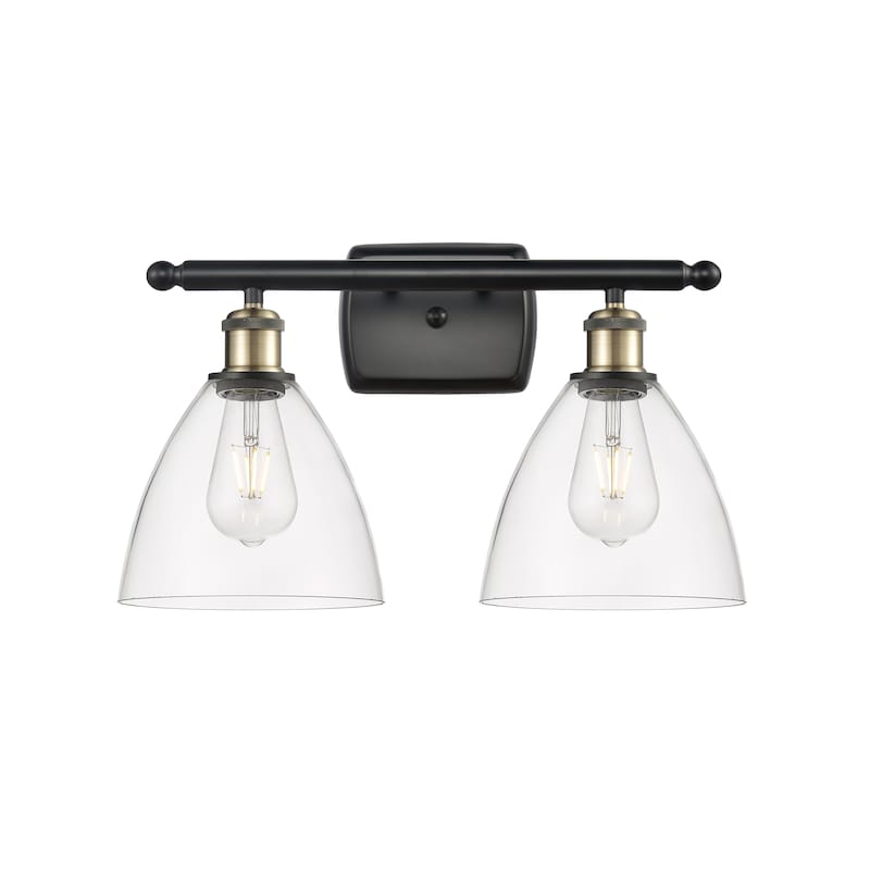Innovations Lighting Bristol Glass - 2 Light 18" Bath Vanity Light - Clear/Black Antique Brass Finish