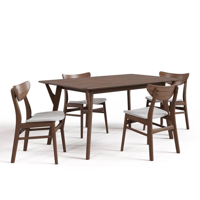Furniture of America Beck Mid-century 5-Piece Wood Dining Table Set
