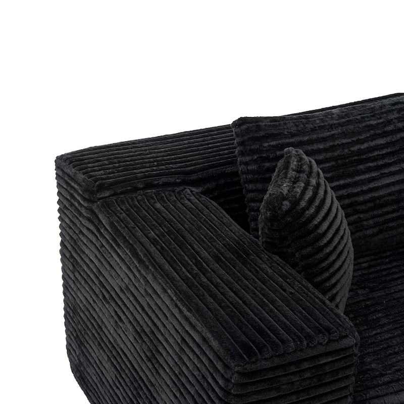 Black L-Shaped Compressed Foam Sofa – Ready-to-Use Sectional Couch with Chaise