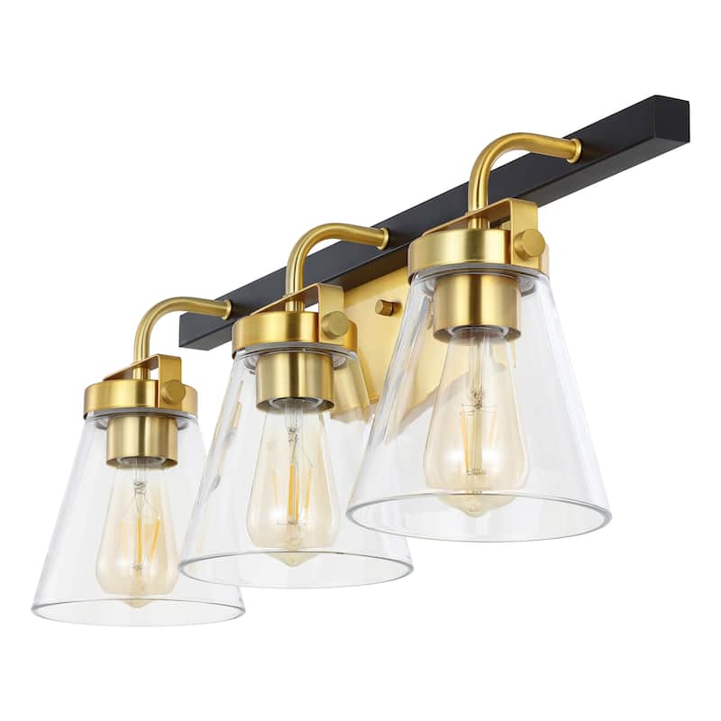 SAFAVIEH Lighting Ailie 3-Light 23-inch Glass Shade Wall Sconce (LED Bulbs Included) - 23 In. W x 7.3 In. D x 10 In. H