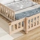preview thumbnail 96 of 109, Twin/Full Montessori Toddler Floor Bed Frame, Modern House-Shaped Bed Frame with Fence and Full-Length Guardrails for Girls Boys
