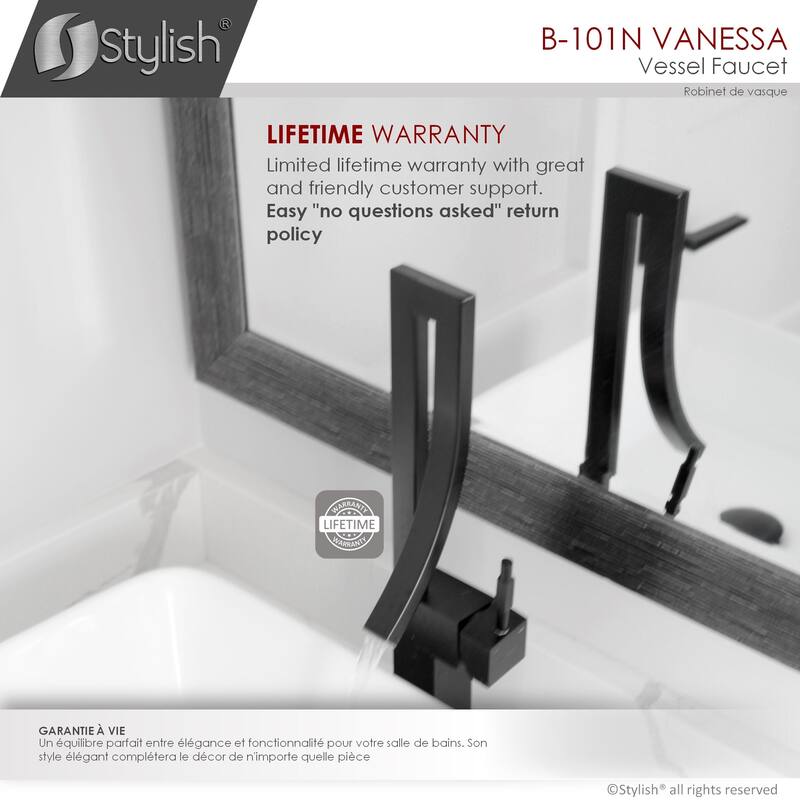 STYLISH Single Handle Bathroom Faucet for Single Hole Brass Vessel Mixer Tap - Faucet Height: 17 1/2" | Spout Height: 8"