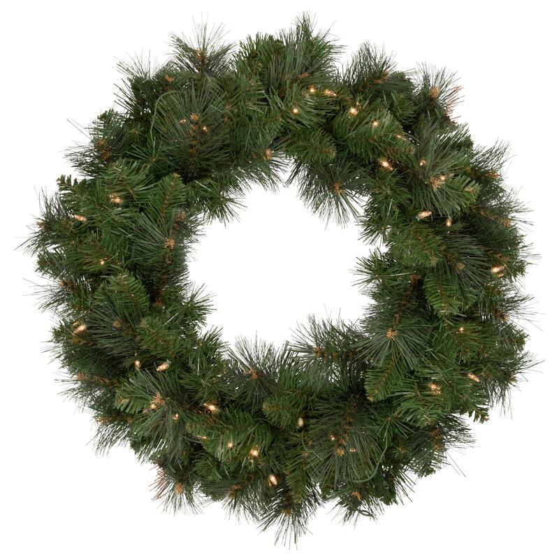 Mixed Beaver Pine Artificial Christmas Wreath - 24" - Clear Lights