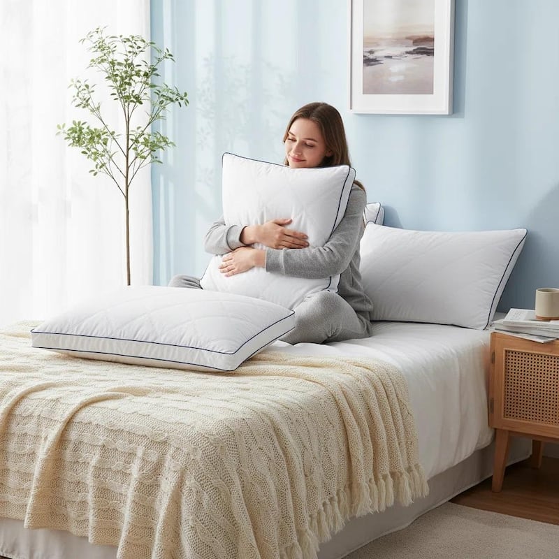 Medium-Firm 2-inch Gusset Feather and Down Pillows Set of 2