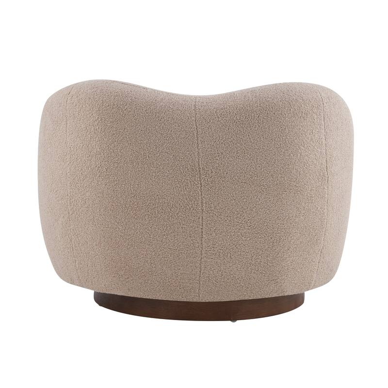 Christopher Knight Home - Aradia Contemporary Boucle Upholstered 360° Swivel Club Chair with Curved Backrest & Wooden Base