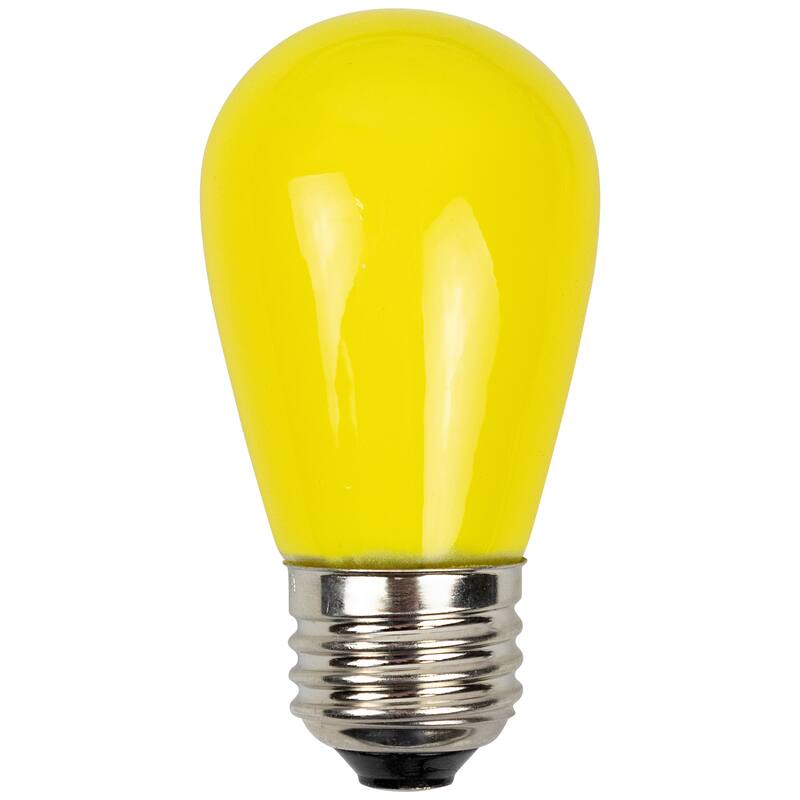 25 Opaque Yellow LED S14 Christmas Replacement Light Bulbs 1.3 Watts
