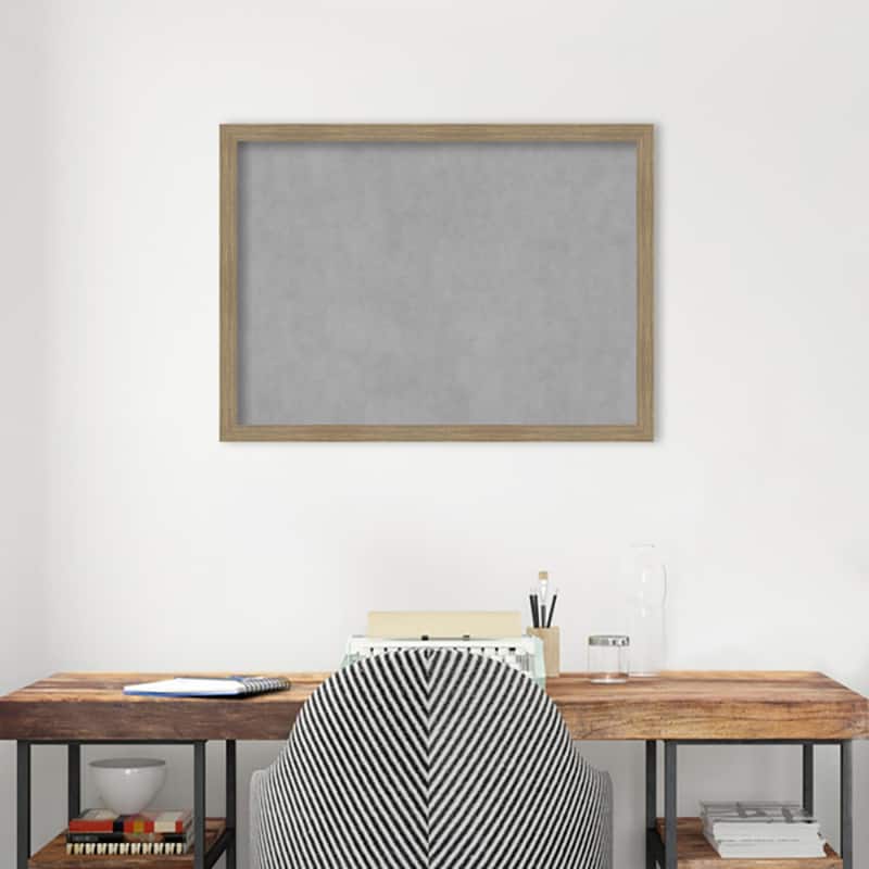 Amanti Art Woodgrain Stripe Mocha Framed Magnetic Board