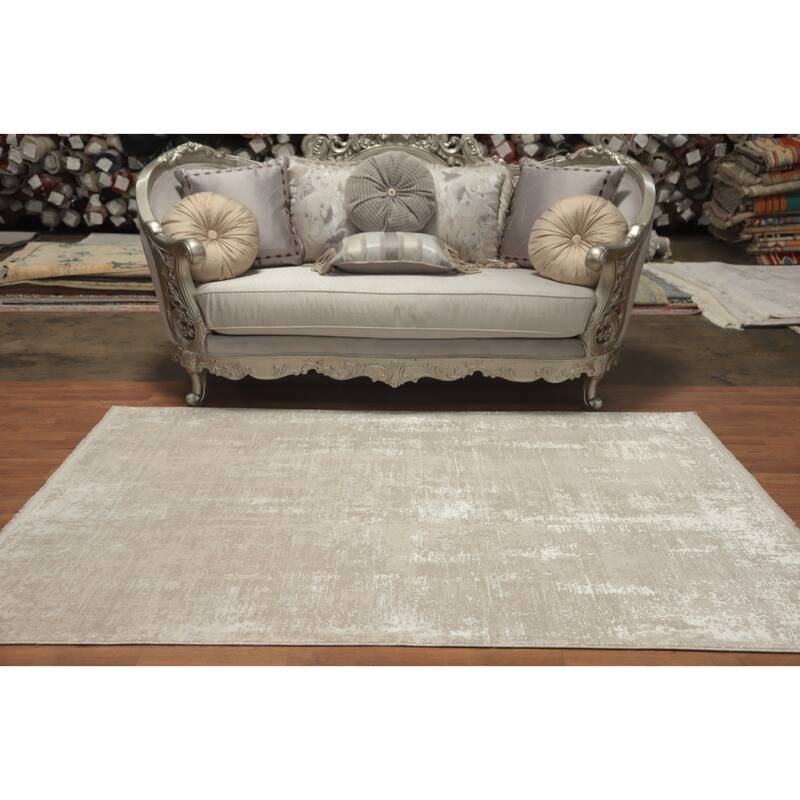 Machine Made Oriental Polyester Carpet Modern Abstract Beige & Ivories Abstract Area Rug - 7' 9'' X 5' 2''
