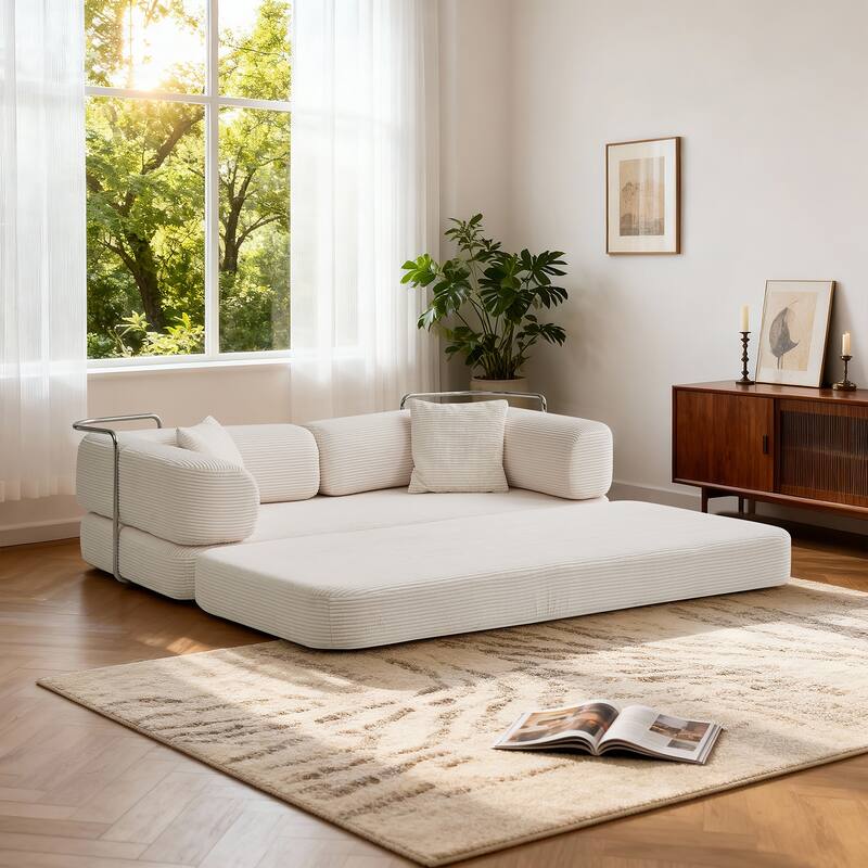 Modular Convertible Sofa Bed Floor Couch with Steel Frame, Simple Sofa Couch Lounge Sleeper Bed for Living Room