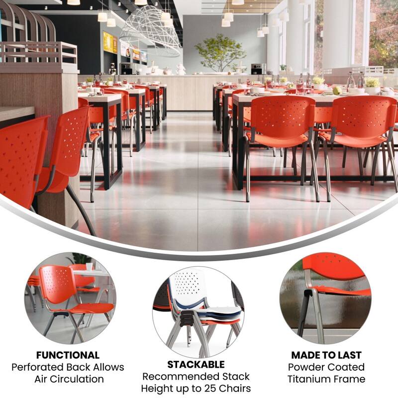880 lb. Capacity Plastic Stack Chair with Powder Coated Frame