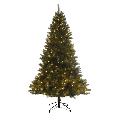 7.5ft Christmas Tree with 400 LED Lights, Artificial Hinged Xmas Tree, Foldable Metal Stand