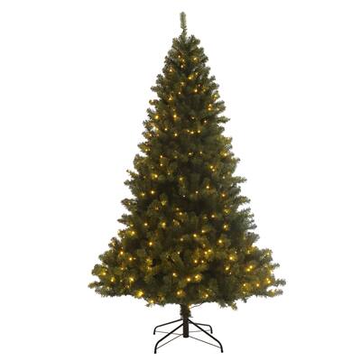 7.5ft Pre-lit Christmas Tree Artificial Hinged Xmas Tree Led Lights