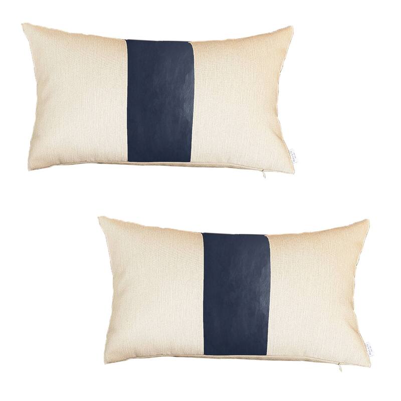 Bohemian Set of 2 Handmade Decorative Throw Pillow Vegan Faux Leather
