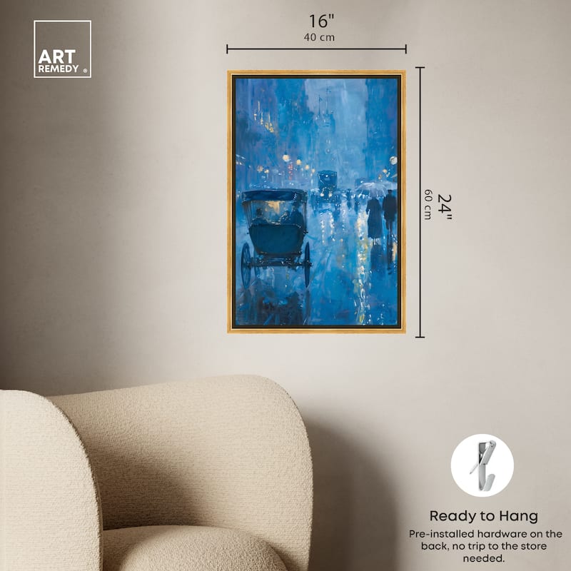 Art Remedy London Nights Framed Impressionism 1 Piece Canvas Wall Art /Monet And Van Gogh Inspired Art
