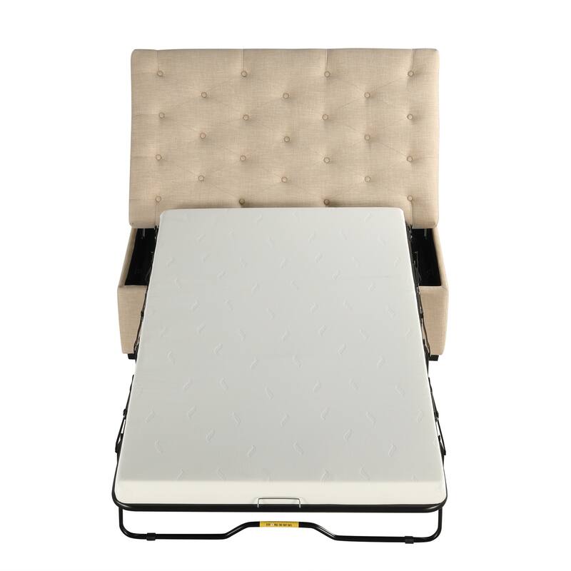 Roomfitters 49.6" Folding Ottoman Sleeper Sofa with Memory Foam Mattress and Tufted Design