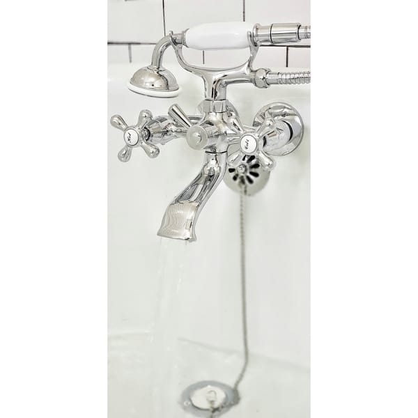 slide 2 of 12, Vintage Wall Mount Clawfoot Faucet Package Polished Chrome